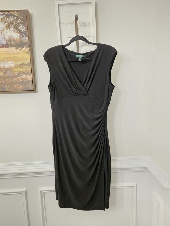 Lauren Ralph Lauren Dresses & Skirts - Lauren Ralph Lauren Black Sleeveless Faux Wrap Dress Size 14
